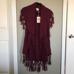 Maroon vest with tassel